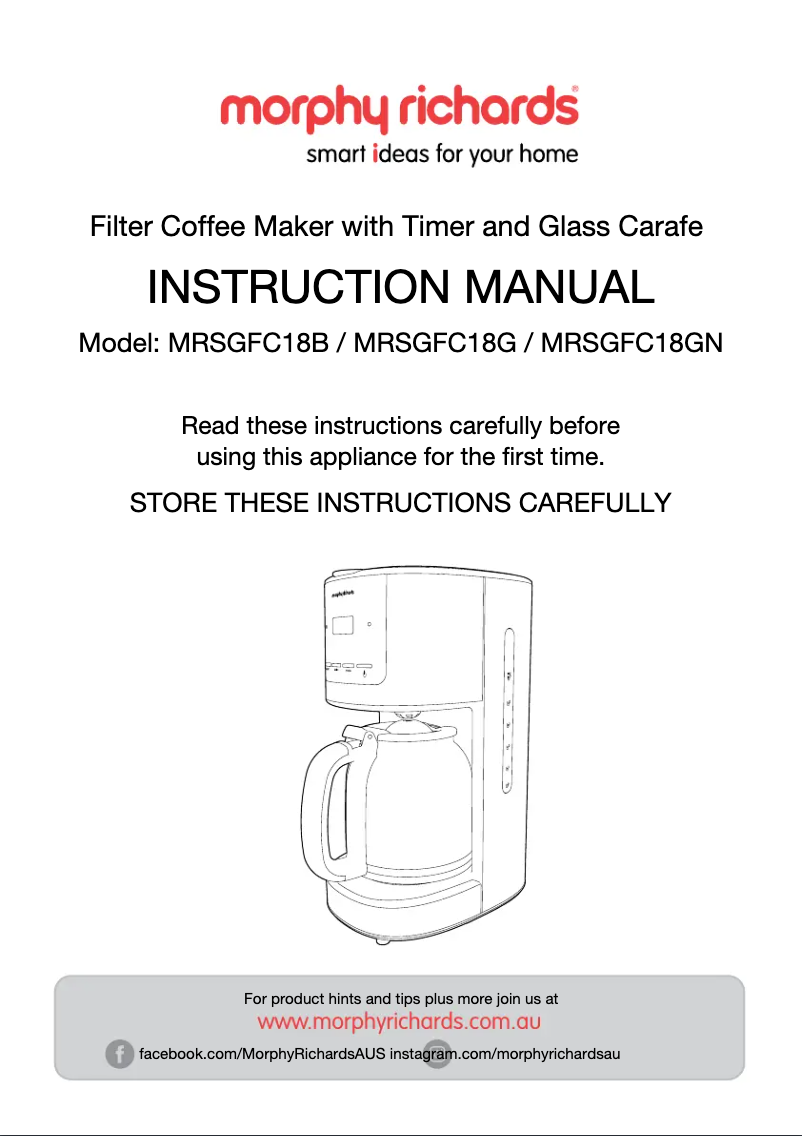 Page 1 de la notice Manuel utilisateur Morphy Richards MRSGFC18B