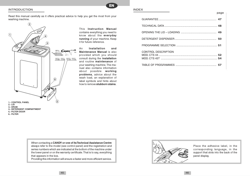 Image de la première page du manuel de l'appareil CTS 45T UNI
