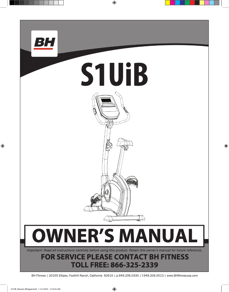 Page 1 de la notice Manuel utilisateur BH Fitness S1UiB