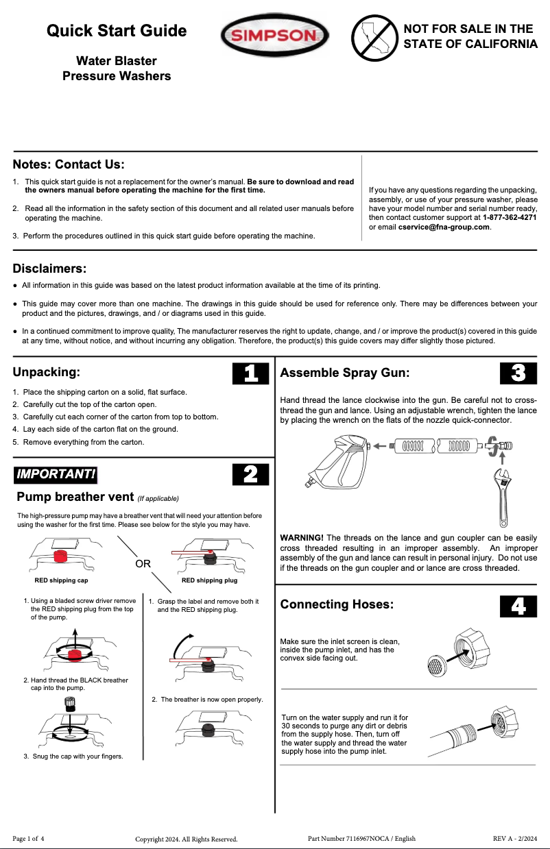 Page n°1 - Guide de démarrage rapide Simpson ALWB60825-S