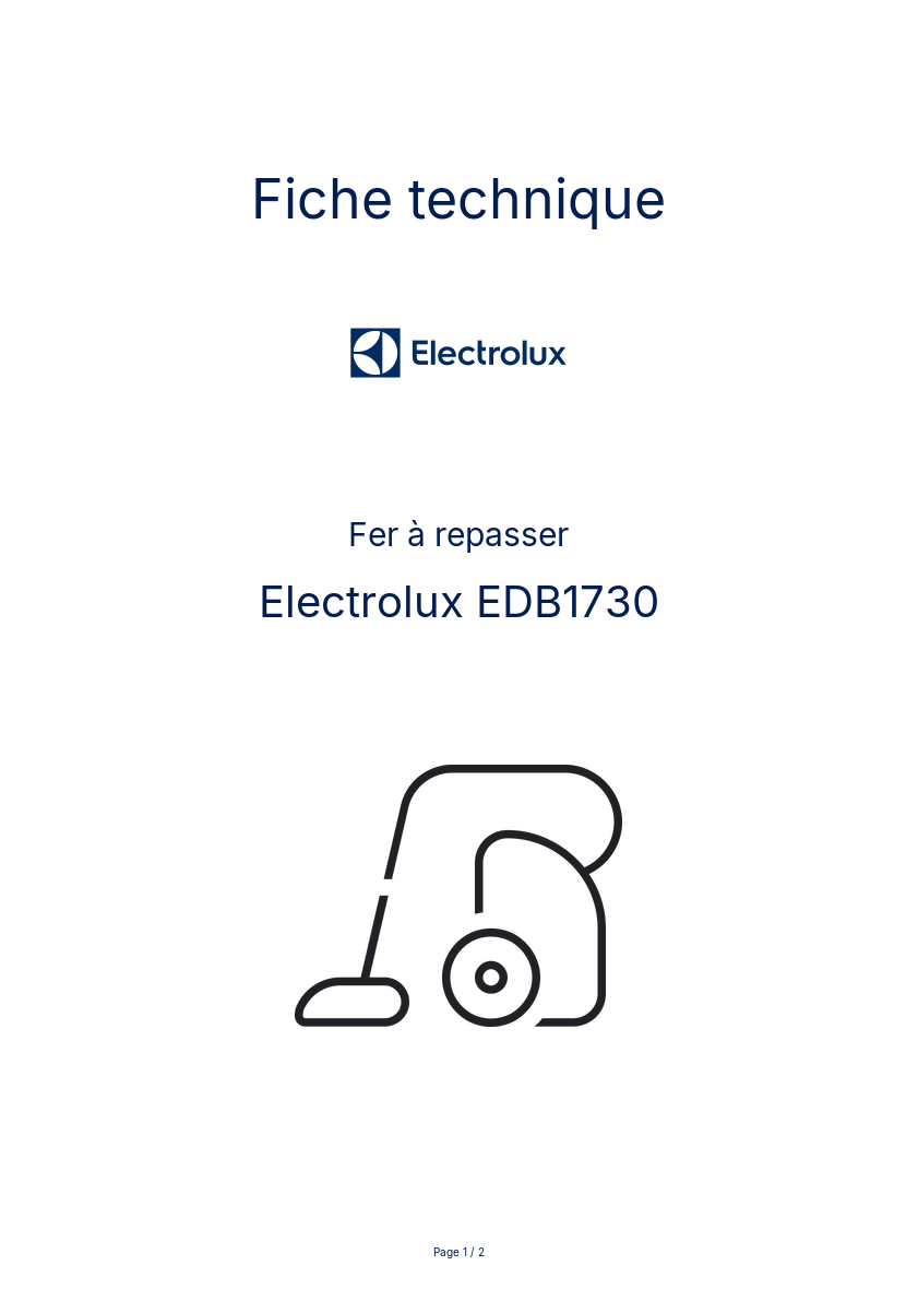 Page n°1 - Fiche technique Electrolux EDB1730