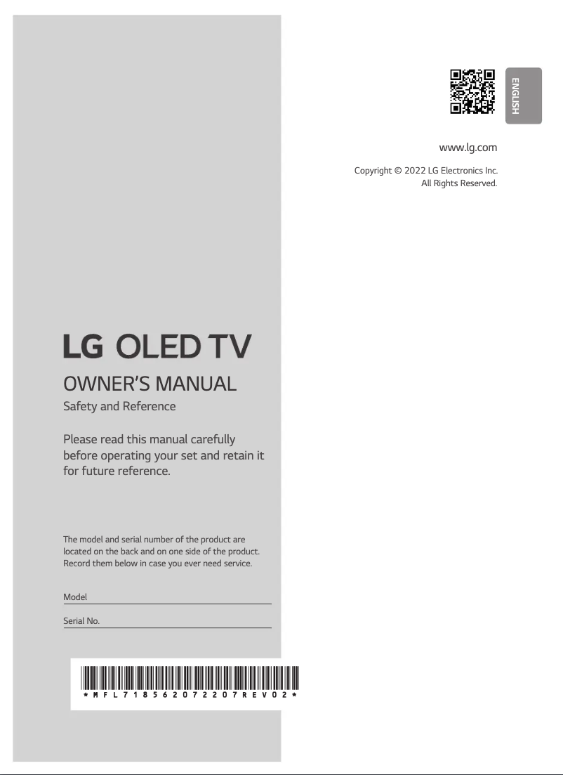Page n°1 - Manuel utilisateur LG OLED65G2RLA