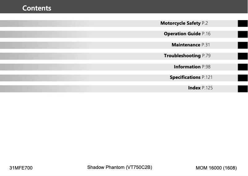 Imagen de la primera página del manual del dispositivo Shadow Phantom VT750C2B (2017)