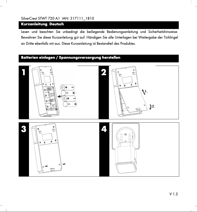 Page 1 de la notice Manuel utilisateur SilverCrest STWT 720 A1