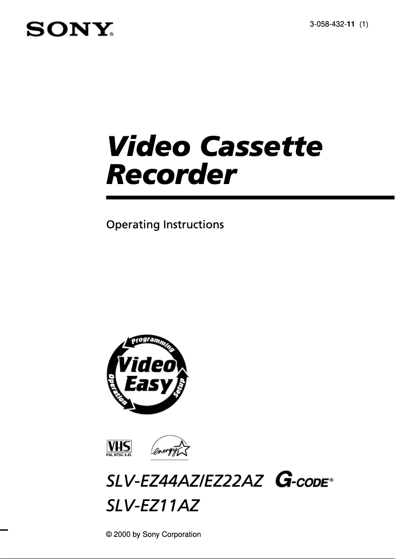 Image de la première page du manuel de l'appareil SLV-EZ44AZ