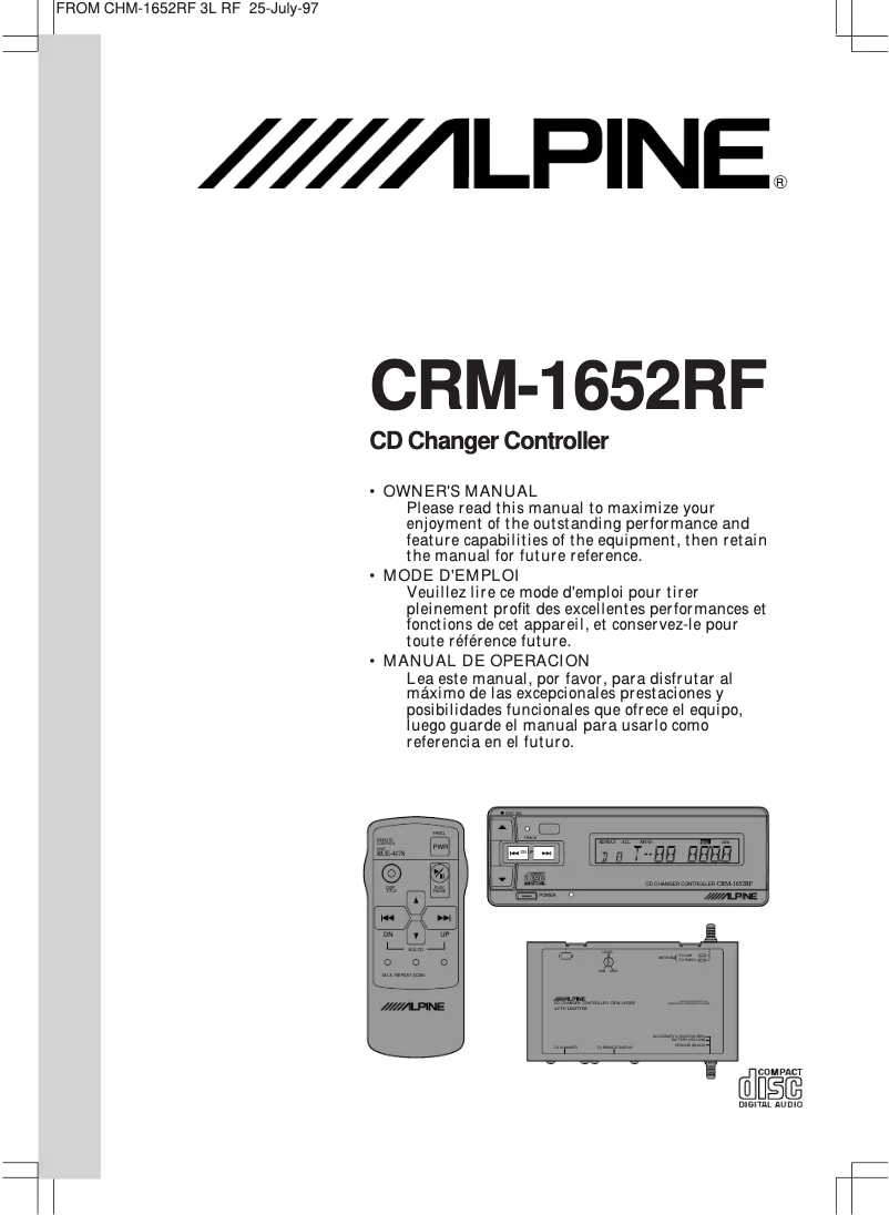 Page n°1 - Manuel utilisateur Alpine CRM-1652RF