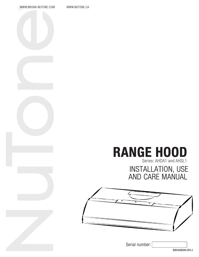 Page 1 de la notice Guide d'installation NuTone AHDA130WW