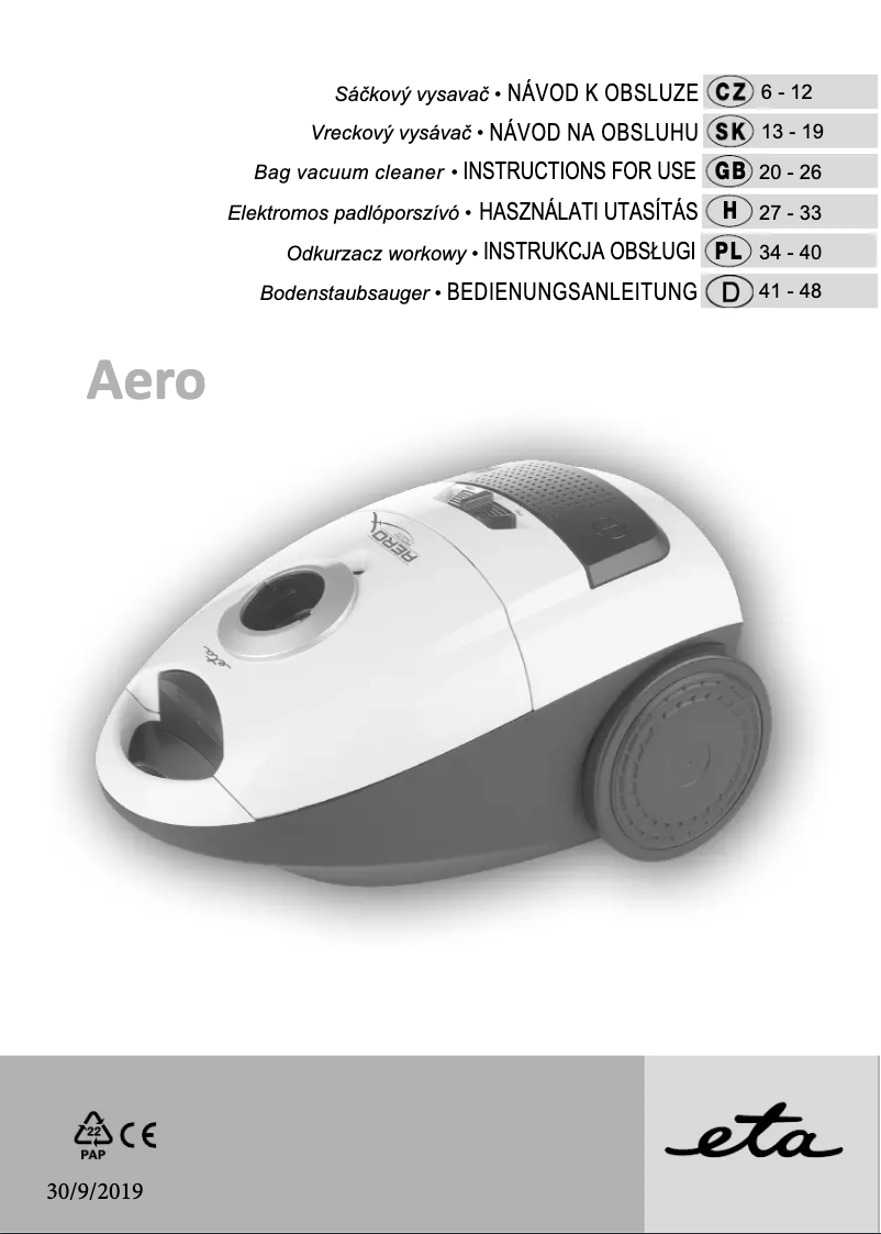 Page n°1 - Manuel utilisateur Eta Aero
