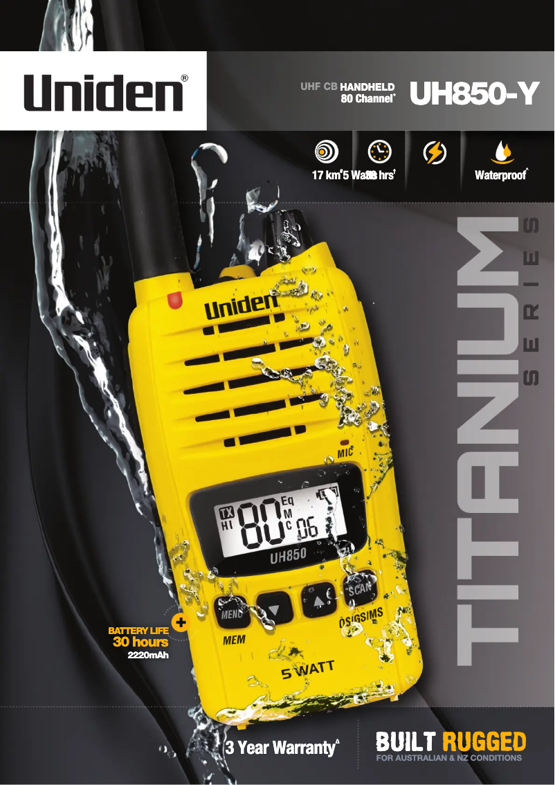 Page 1 de la notice Brochure Uniden UH850