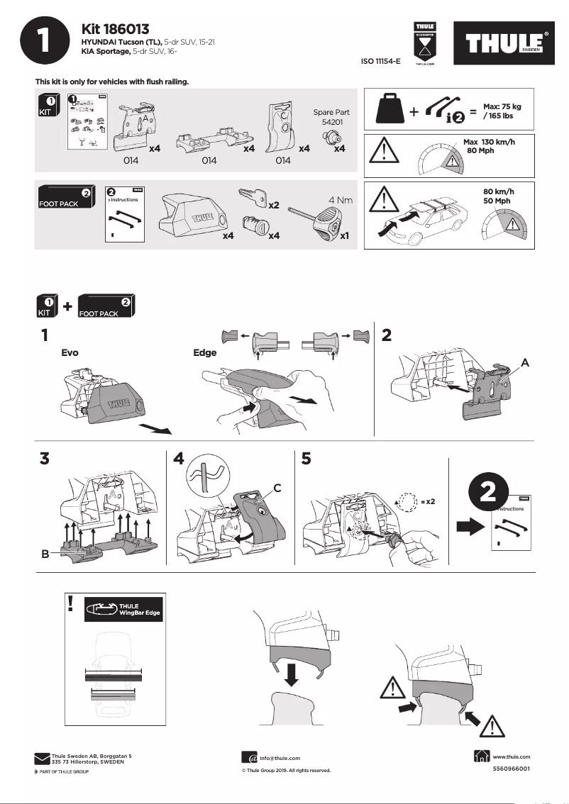 Page 1 de la notice Manuel utilisateur Thule Kit 186013