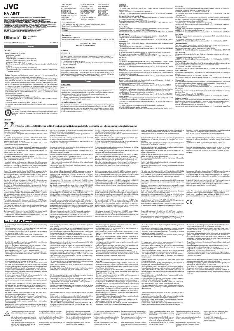 Image de la première page du manuel de l'appareil HA-AE5T