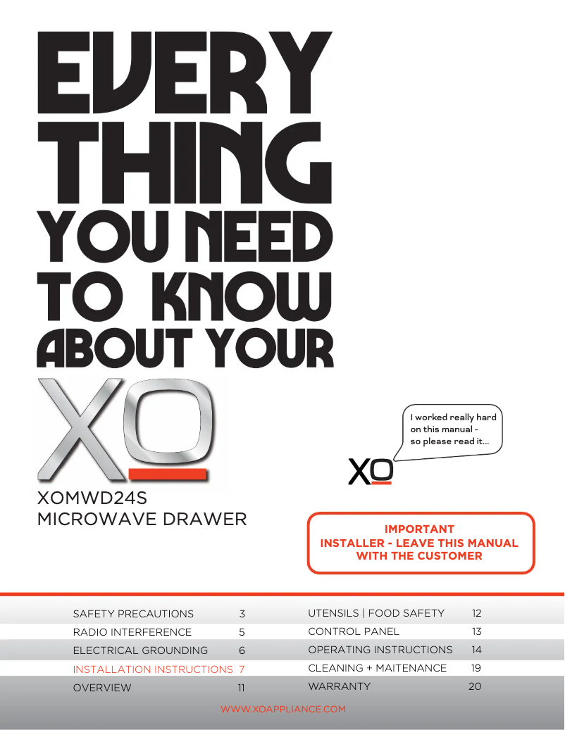 Page n°1 - Manuel utilisateur XO XOMWD24BS