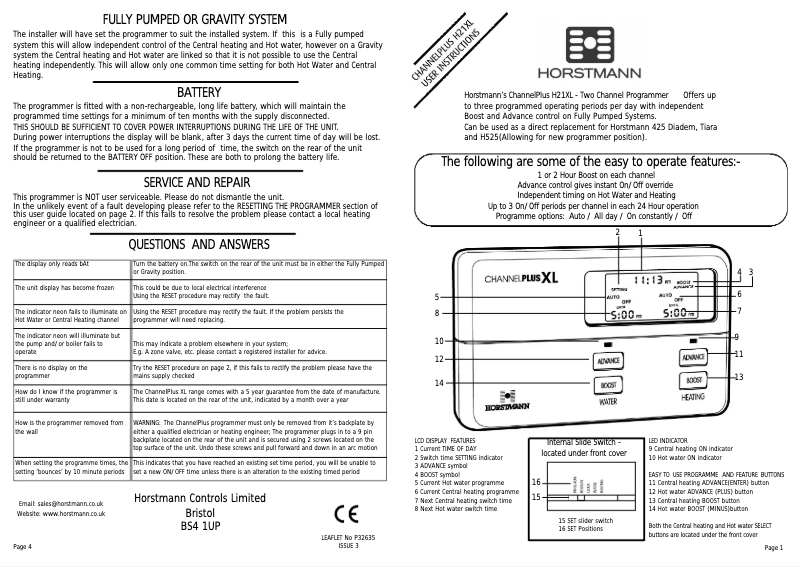 Page n°1 - Manuel utilisateur Horstmann ChannelPlus H21XL