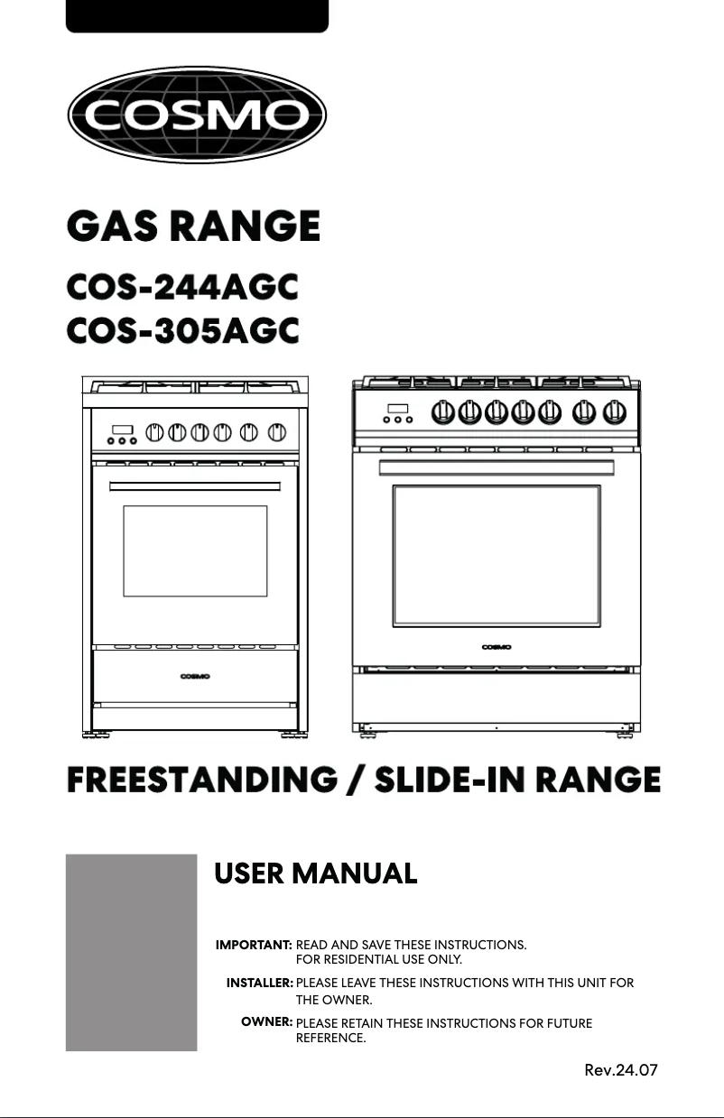 Page 1 de la notice Manuel utilisateur Cosmo COS-244AGC
