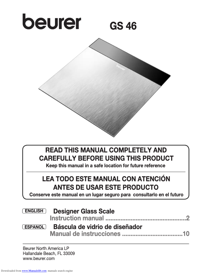 Page 1 de la notice Manuel utilisateur Beurer GS 46