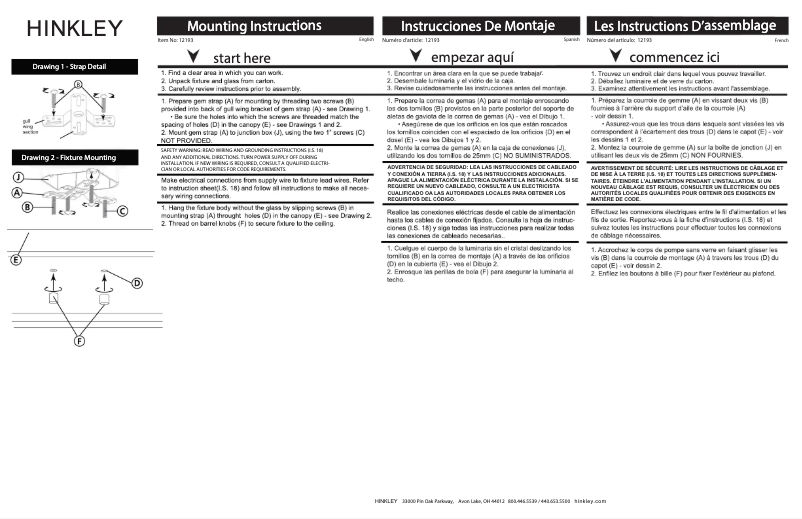Page n°1 - Manuel utilisateur Hinkley Lighting Beckham 12193DZ