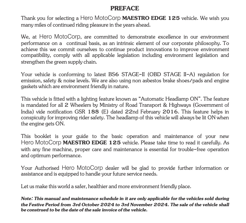 Page 1 de la notice Manuel utilisateur Hero Maestro Edge 125 (2023)