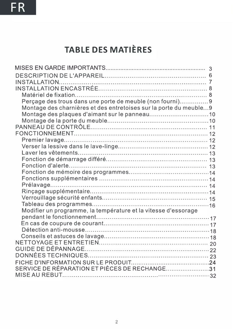 Page n°1 - Manuel utilisateur Thomson TWBI6120