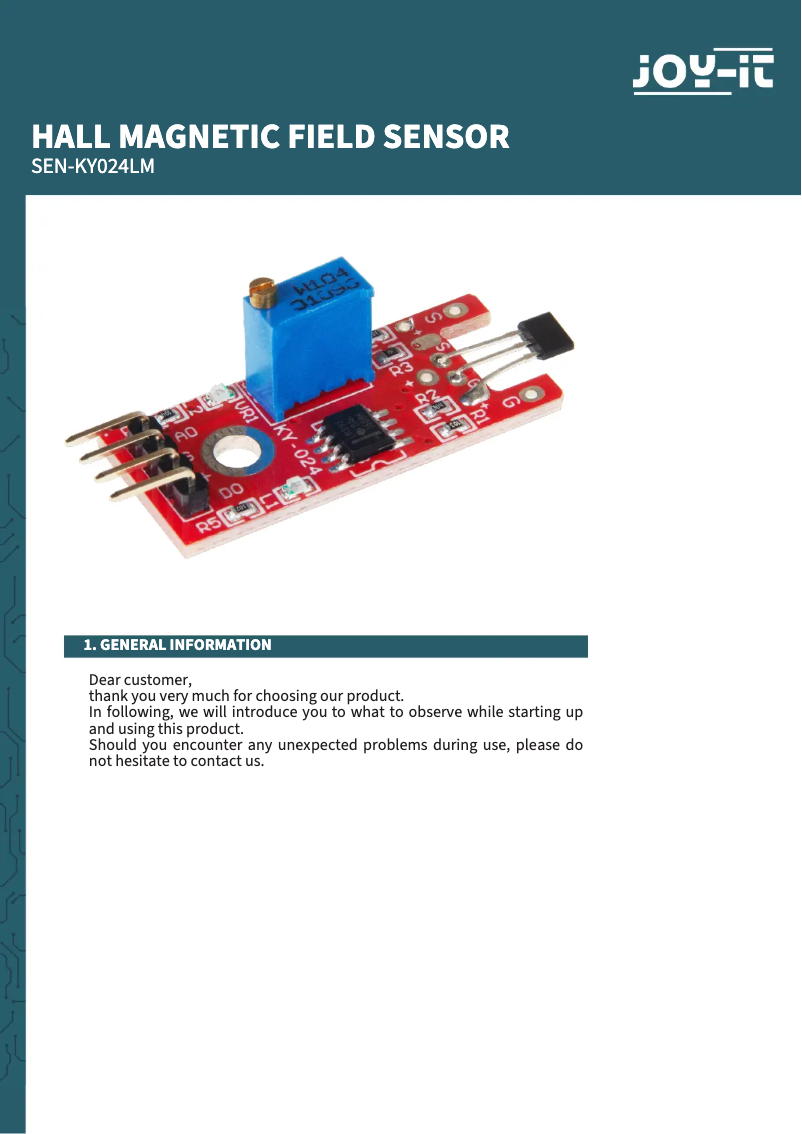 Image de la première page du manuel de l'appareil SEN-KY024LM