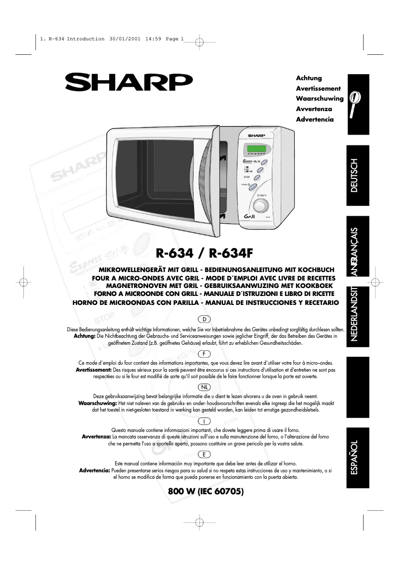Page 1 de la notice Manuel utilisateur Sharp R-634F
