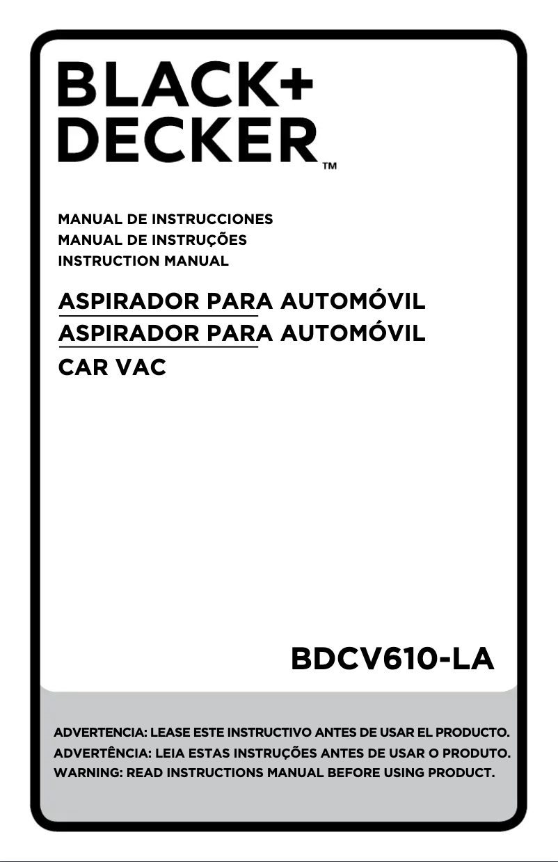 Page n°1 - Manuel utilisateur DeWalt BDCV610-LA