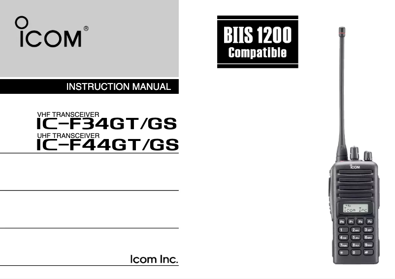 Page n°1 - Manuel utilisateur ICOM IC-F34GT