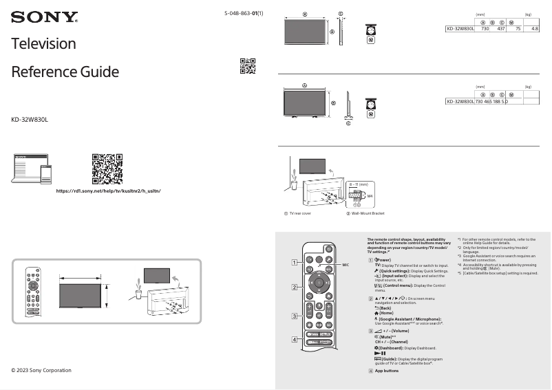 Página 1 del manual Manual de usuario Sony KD-32W830L