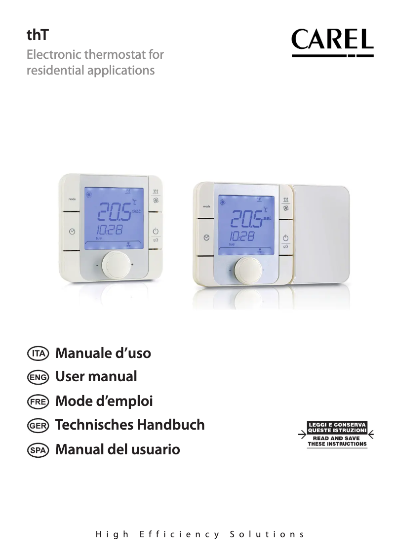 Page 1 de la notice Manuel utilisateur Carel thT