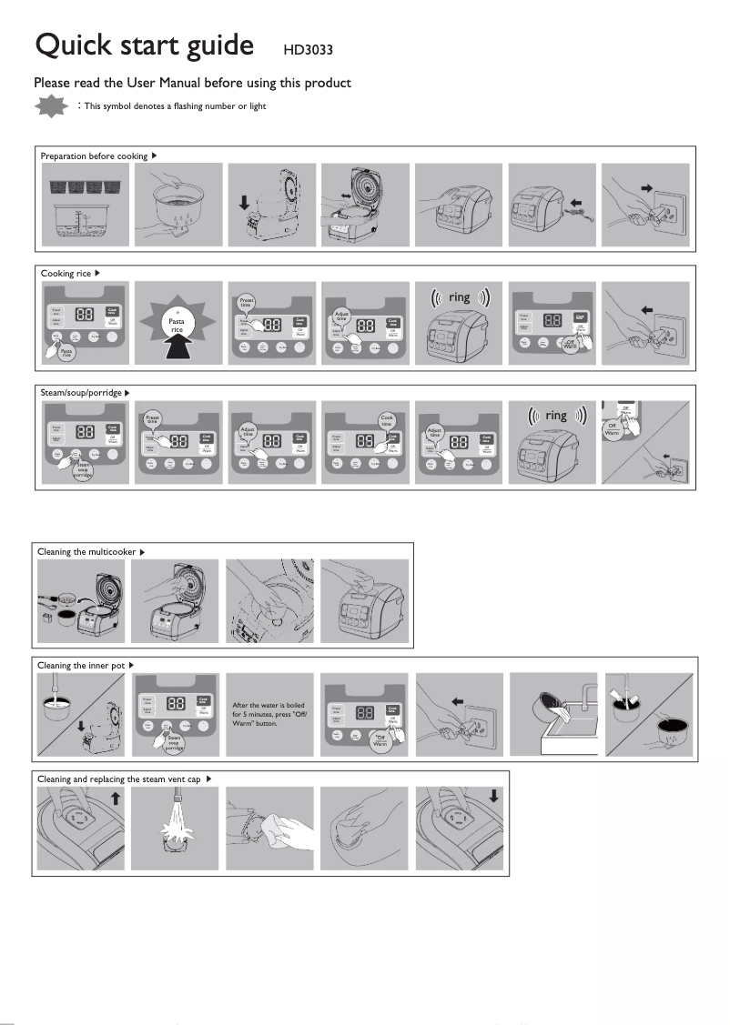 Page 1 de la notice Guide de démarrage rapide Philips Viva Collection HD3033