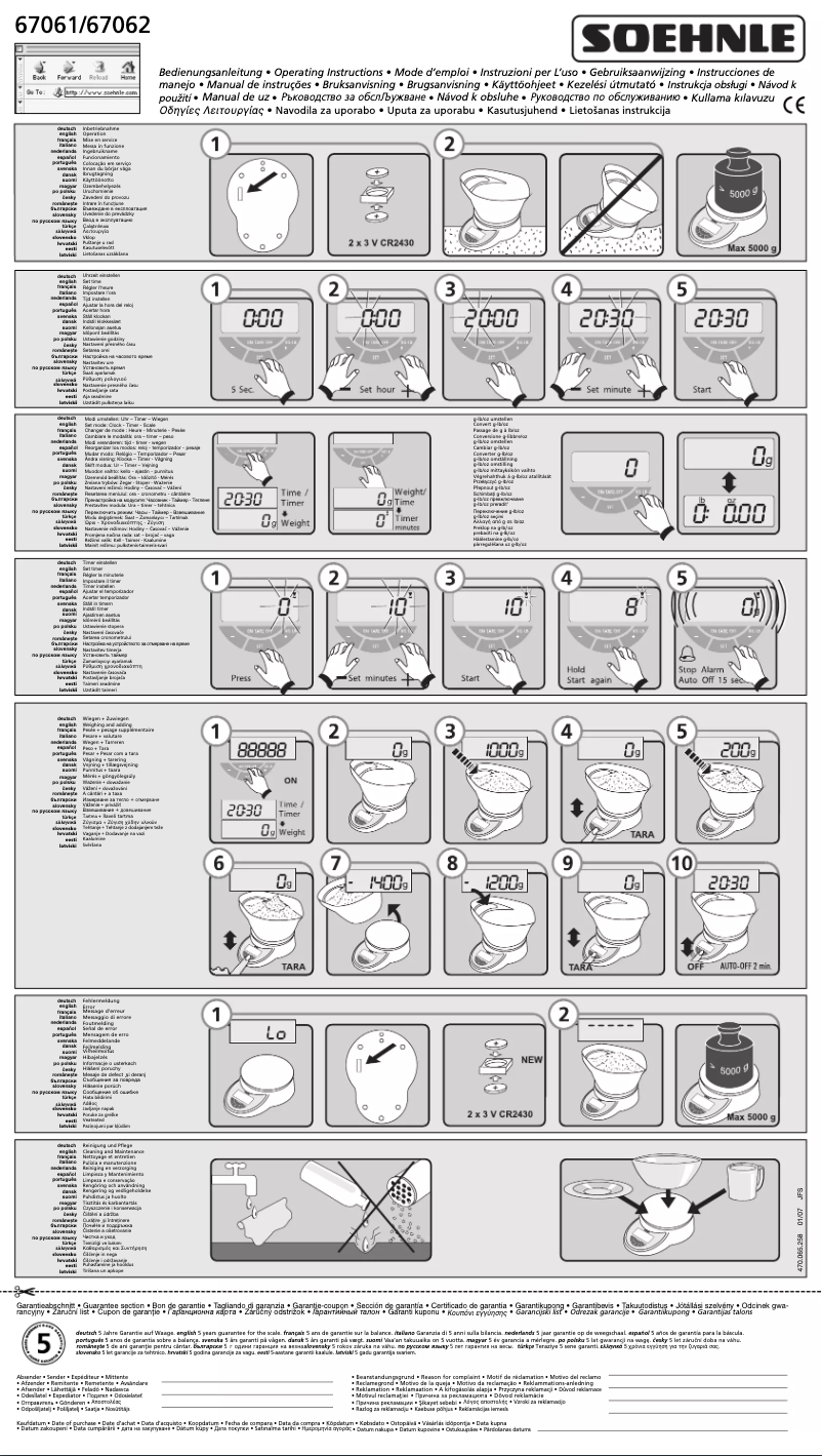 Page 1 de la notice Manuel utilisateur Soehnle Presto 67061