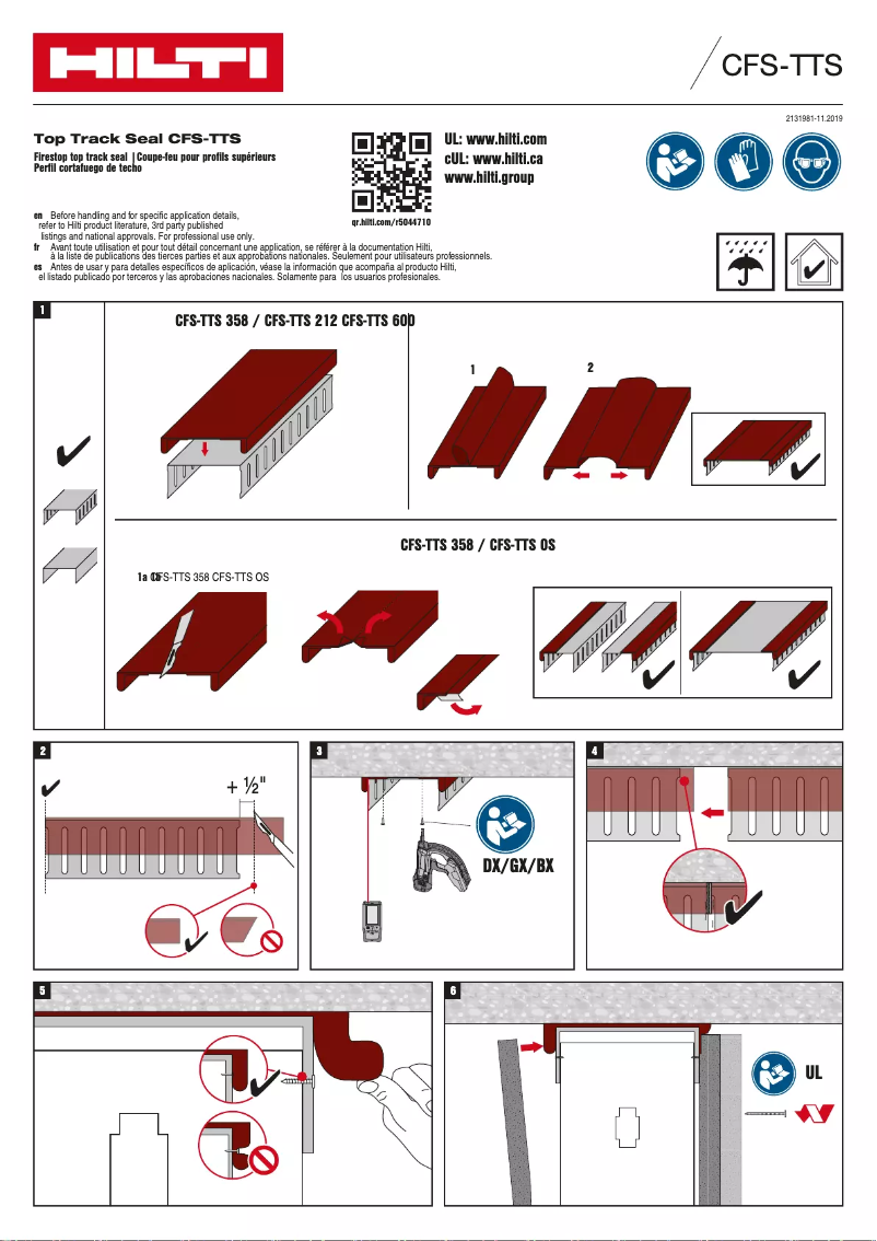 Page n°1 - Instructions / montage Hilti CFS-TTS