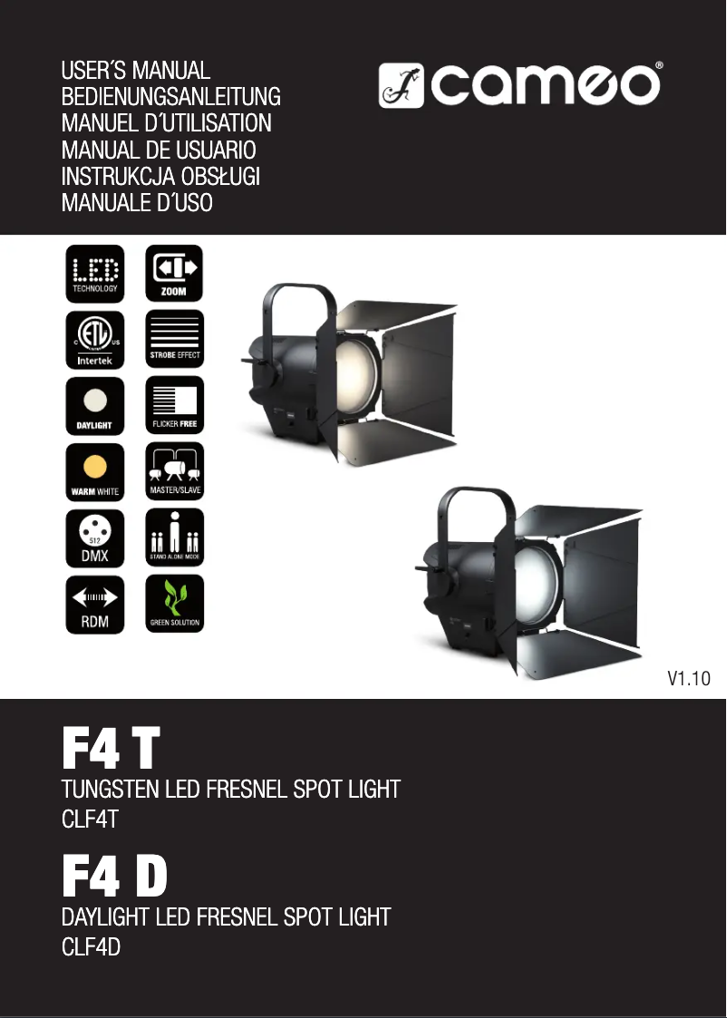 Page 1 de la notice Manuel utilisateur Cameo F4 T