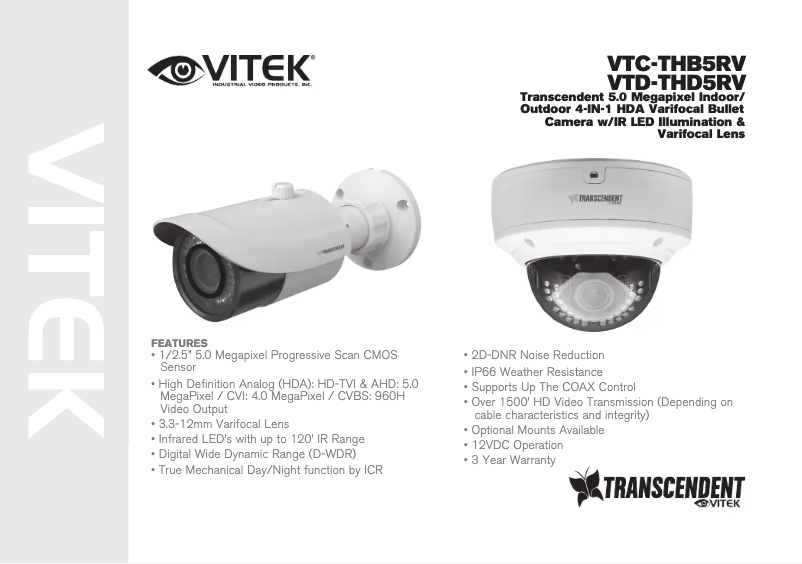 Image de la première page du manuel de l'appareil VTC-THB5RV