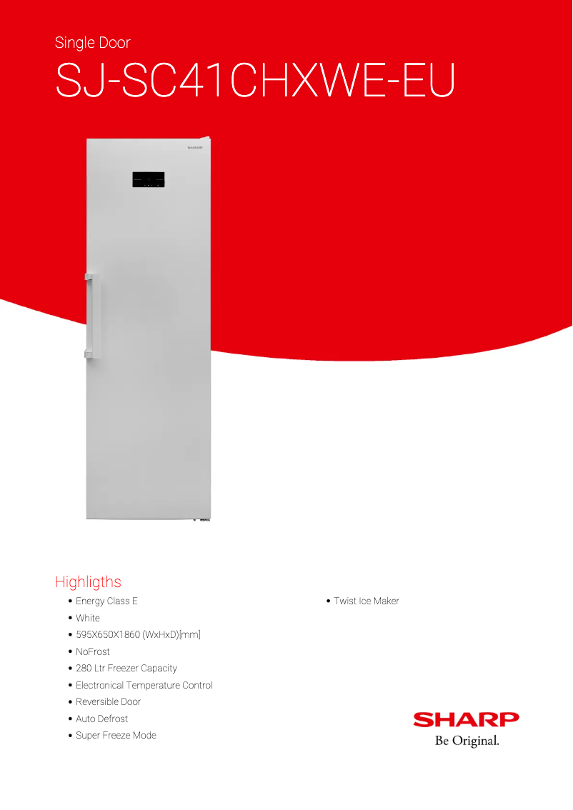 Page 1 de la notice Fiche technique Sharp SJ-SC41CHXWE-EU