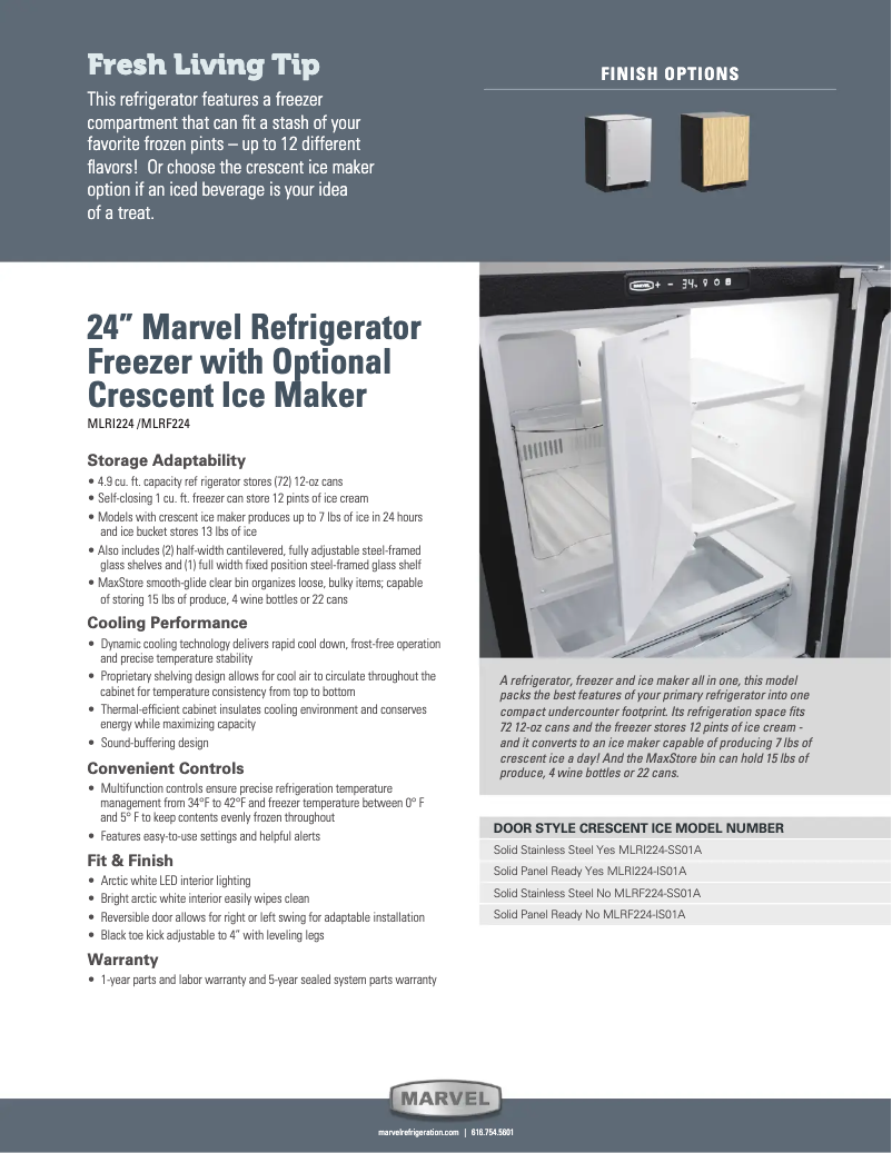 Page n°1 - Fiche technique Marvel MLRI224SS01A
