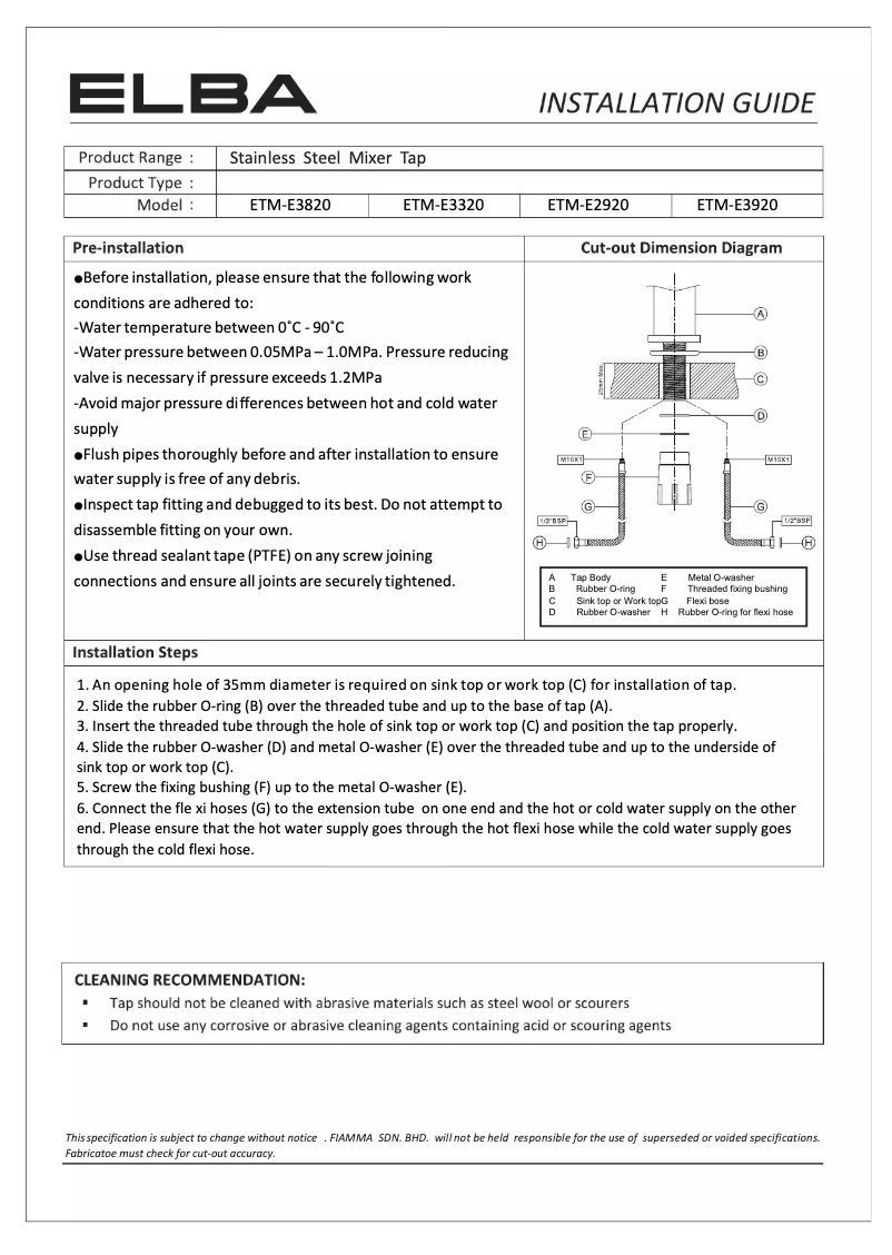 Image de la première page du manuel de l'appareil ETM-E3920