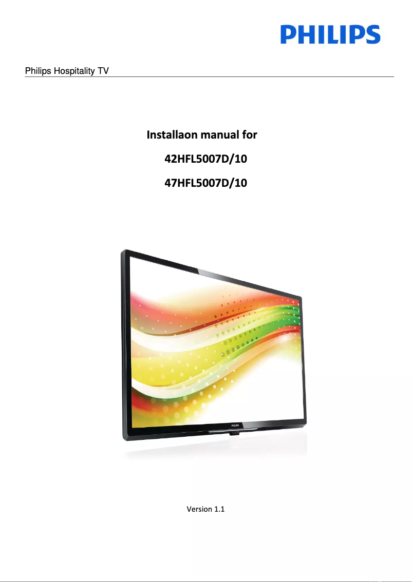 Page 1 de la notice Guide d'installation Philips 47HFL7007D