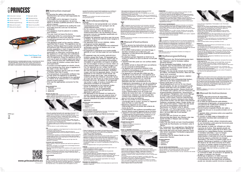 Image de la première page du manuel de l'appareil Table Chef Elypse Pure 103200