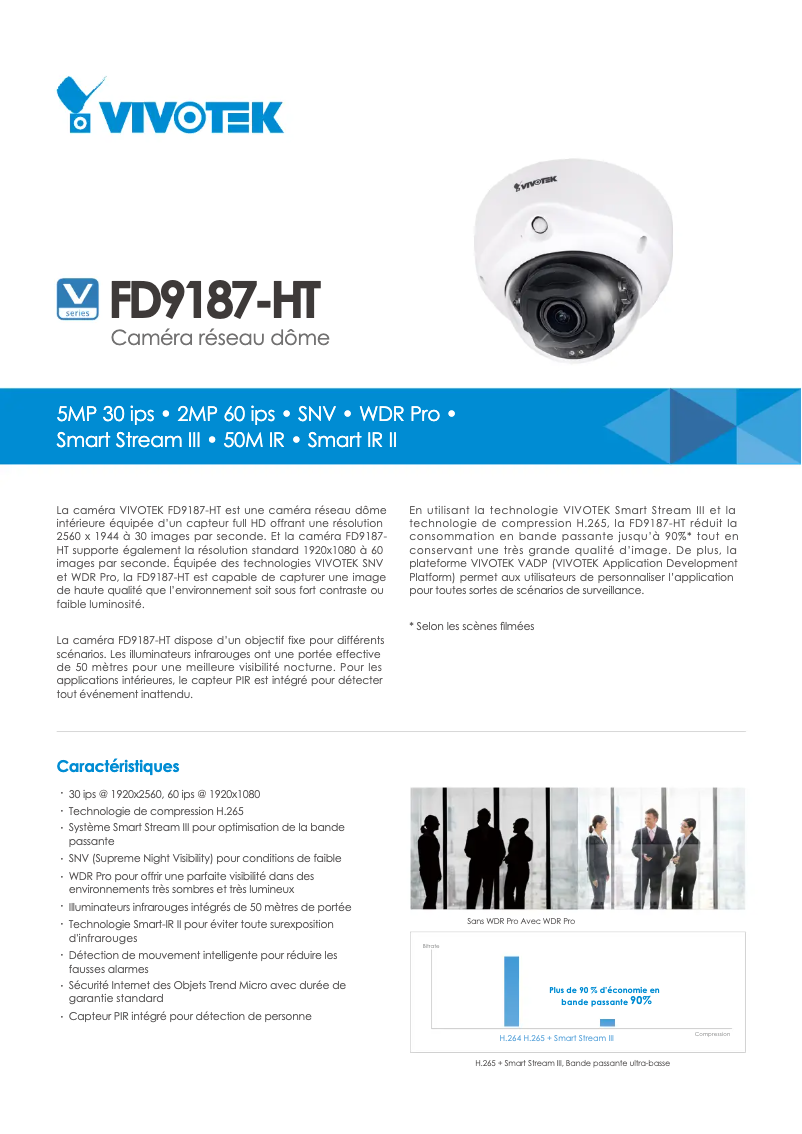 Page 1 de la notice Fiche technique Vivotek IB9383-HTV