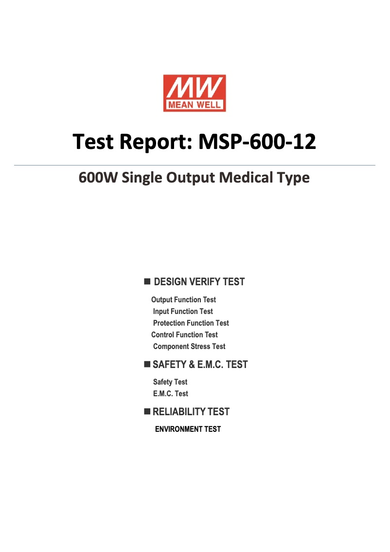 Page n°1 - Fiche technique Mean Well MSP-600-12