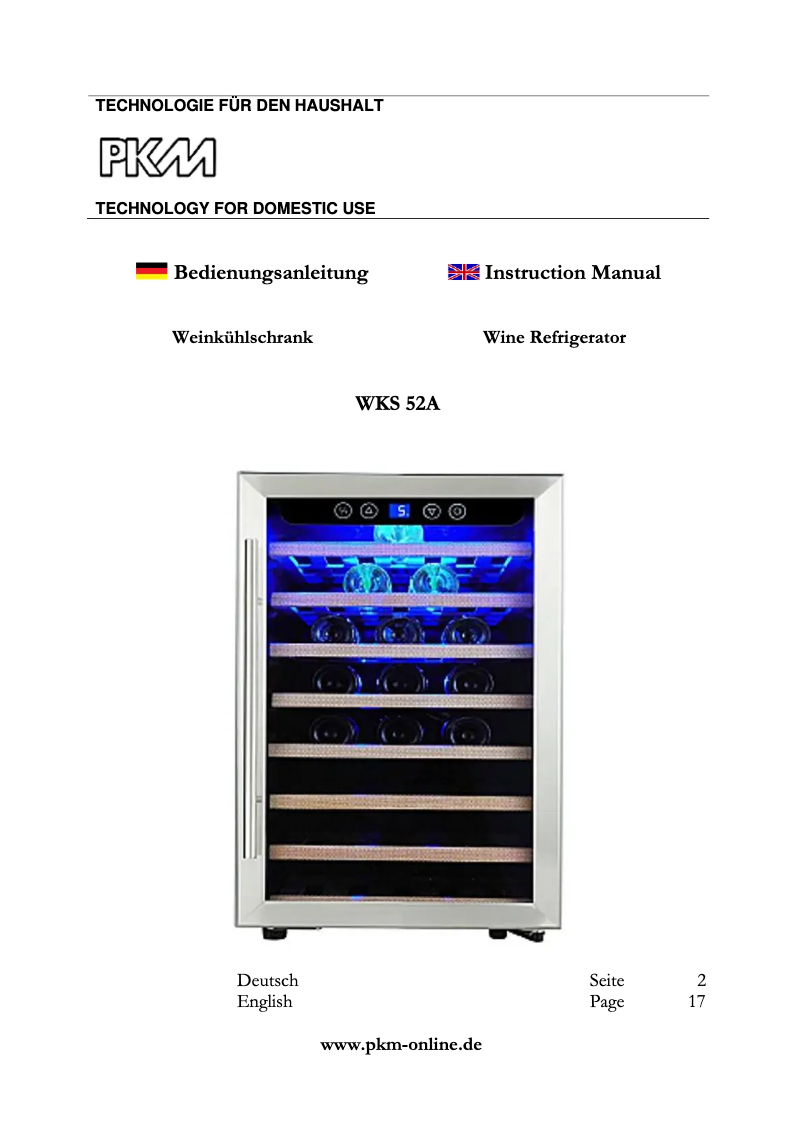 Page 1 of the manual User Manual PKM WKS52A
