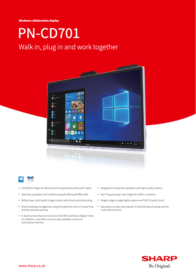 Page 1 de la notice Fiche technique Sharp PN-CD701