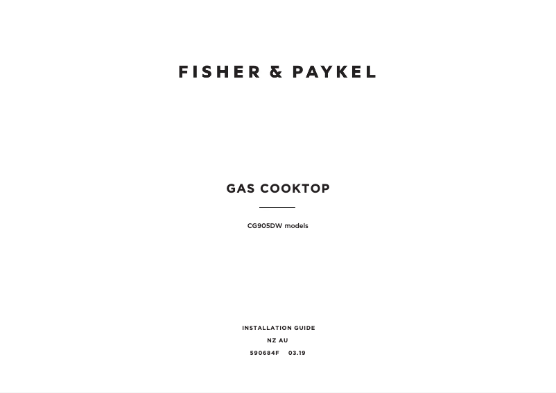Page n°1 - Guide d'installation Fisher & Paykel CG905DWNGFCX3