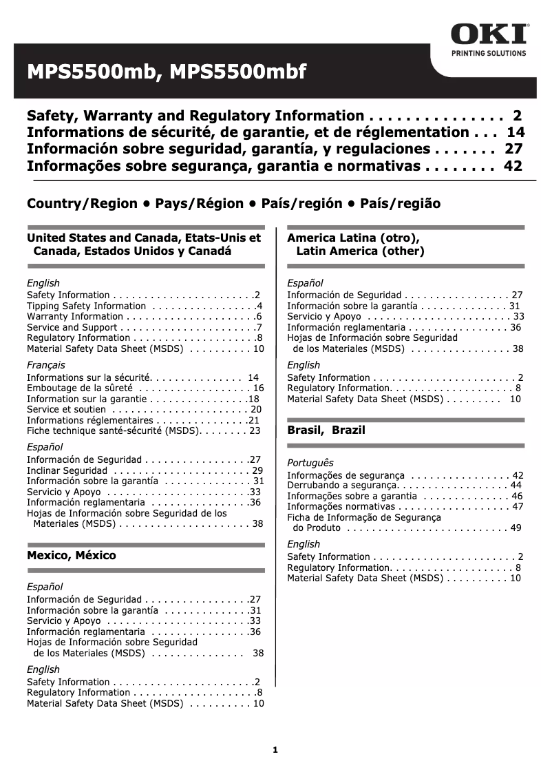 Image de la première page du manuel de l'appareil MPS5502mb
