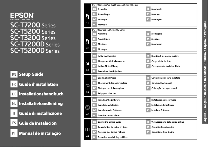 Page 1 de la notice Guide d'installation Epson SureColor SC-T7200