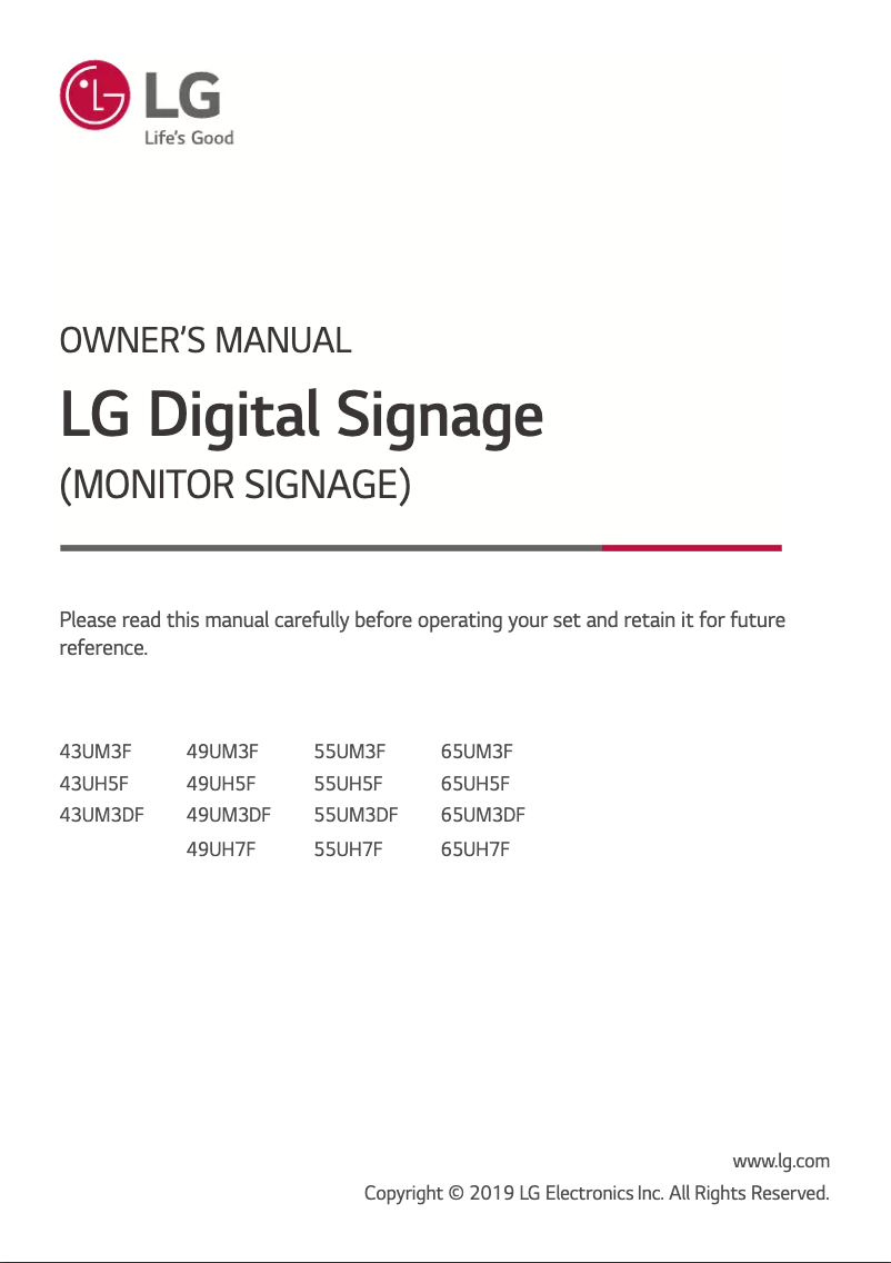 Page 1 de la notice Manuel utilisateur LG UM3DF