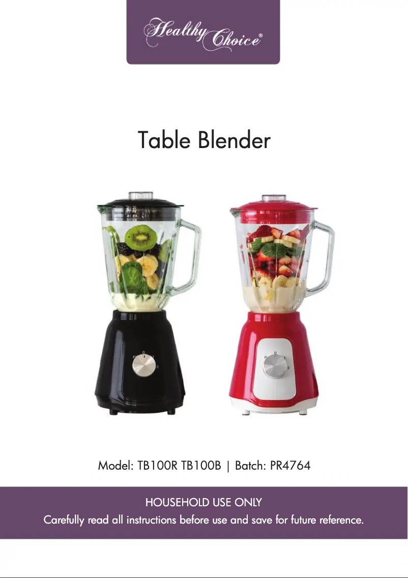 Page 1 de la notice Manuel utilisateur Healthy Choice TB100R