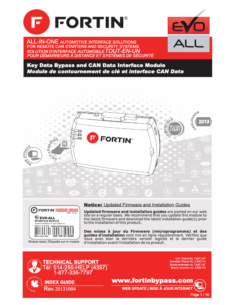 Page 1 de la notice Manuel utilisateur Fortin EVO-ALL