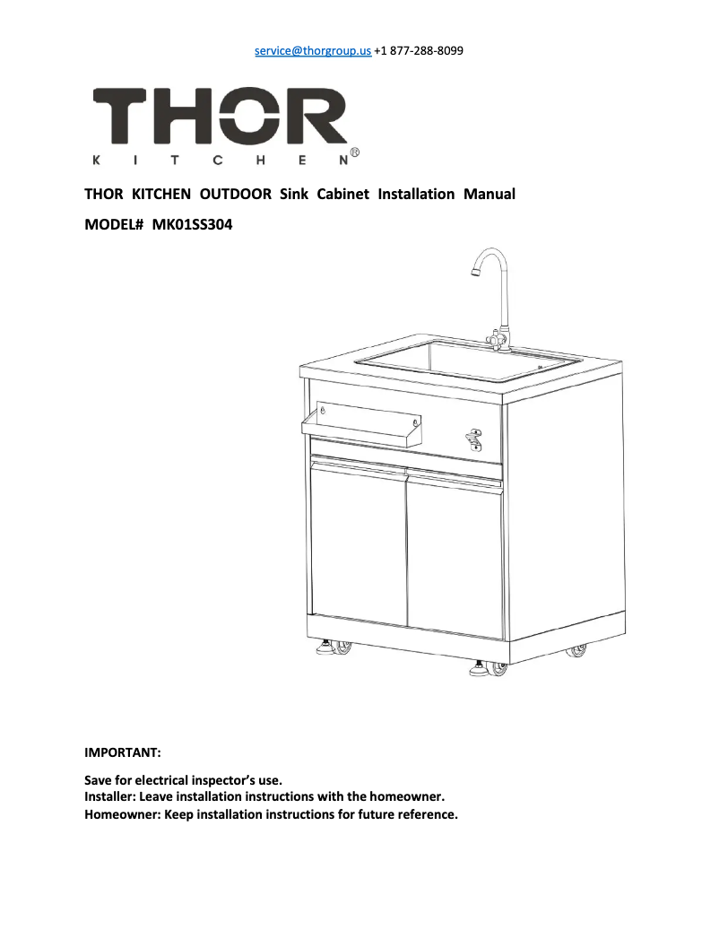 Page 1 de la notice Guide d'installation Thor MK01SS304