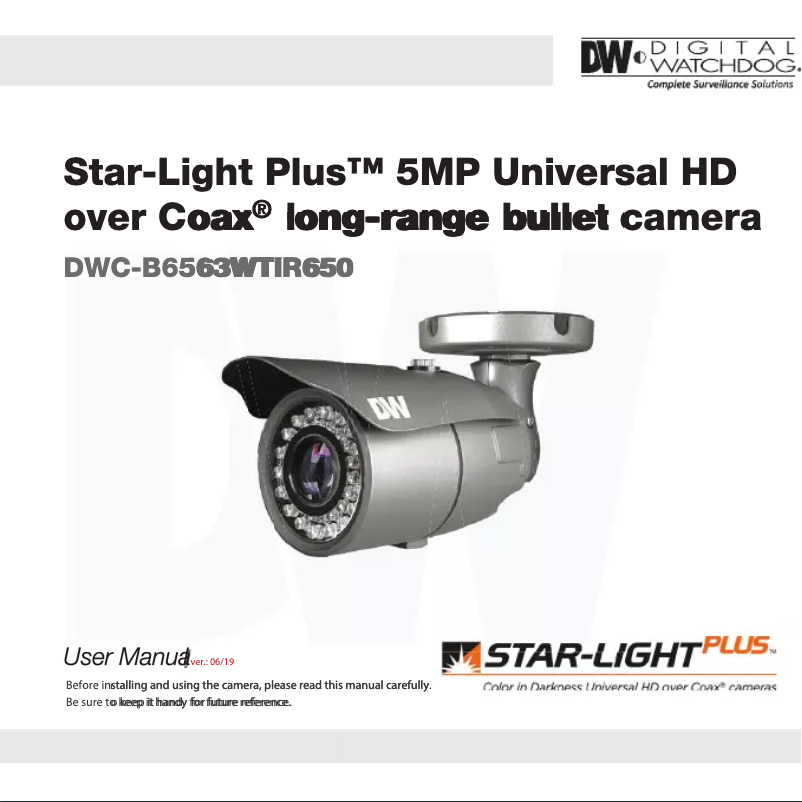 Page 1 de la notice Manuel utilisateur Digital Watchdog Star-Light Plus DWC-B6563WTIR650